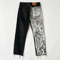 Levi's 505 jeans with hand painted art by Julia Kiryanova